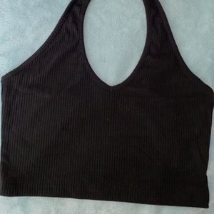 Black halter crop top
